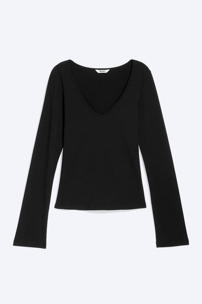 Fitted V-Neck Jersey Top